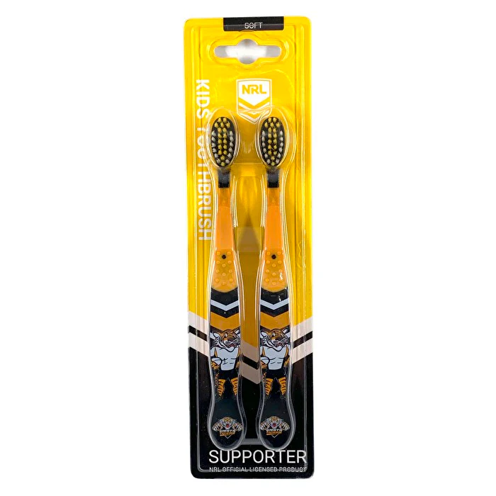 Nrl Mascot Kids Toothbrush - Wests Tigers 2 Pack - Olabens