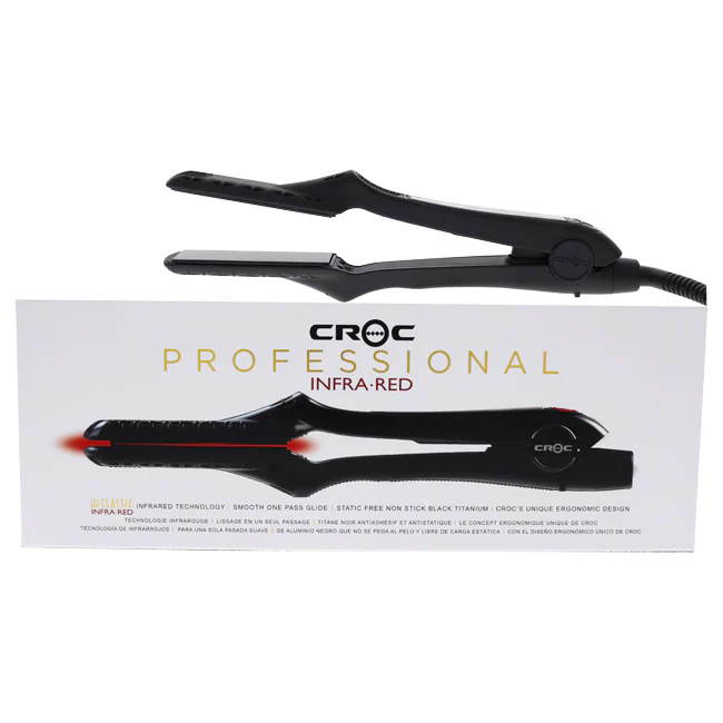 Croc The New Classic Infrared Flat Iron - Black Titanium by Croc for Unisex - 1 Inch Flat Iron - Olabens