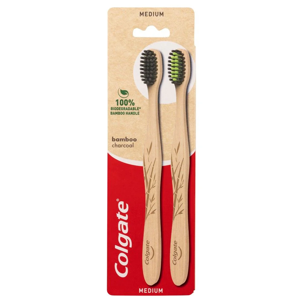Colgate Toothbrush Bamboo Medium 2 Pack - Olabens