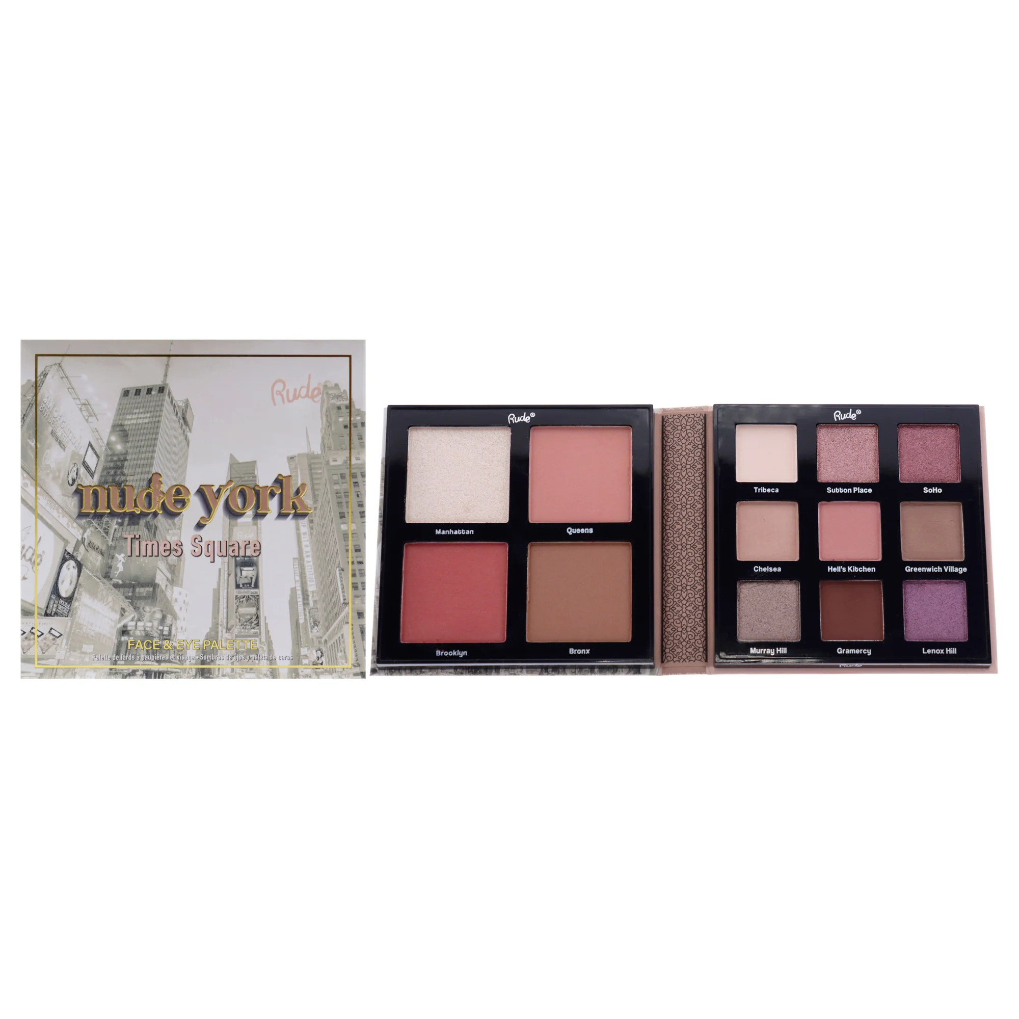 Nude York Face and Eye Palette by Rude Cosmetics for Women - 0.89 oz Makeup - Olabens