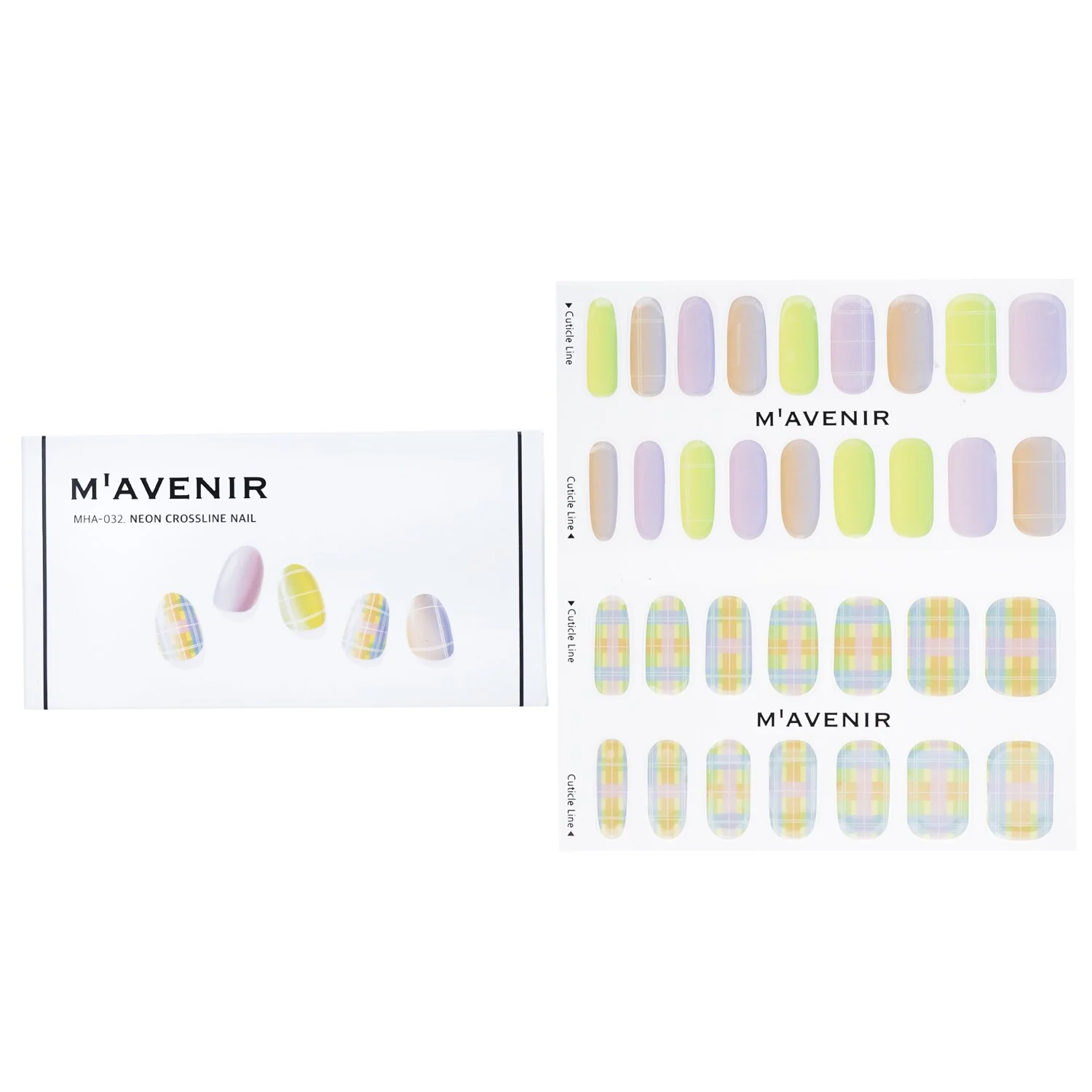 Mavenir Nail Sticker (Patterned) - # Neon Crossline Nail  32pcs - Olabens