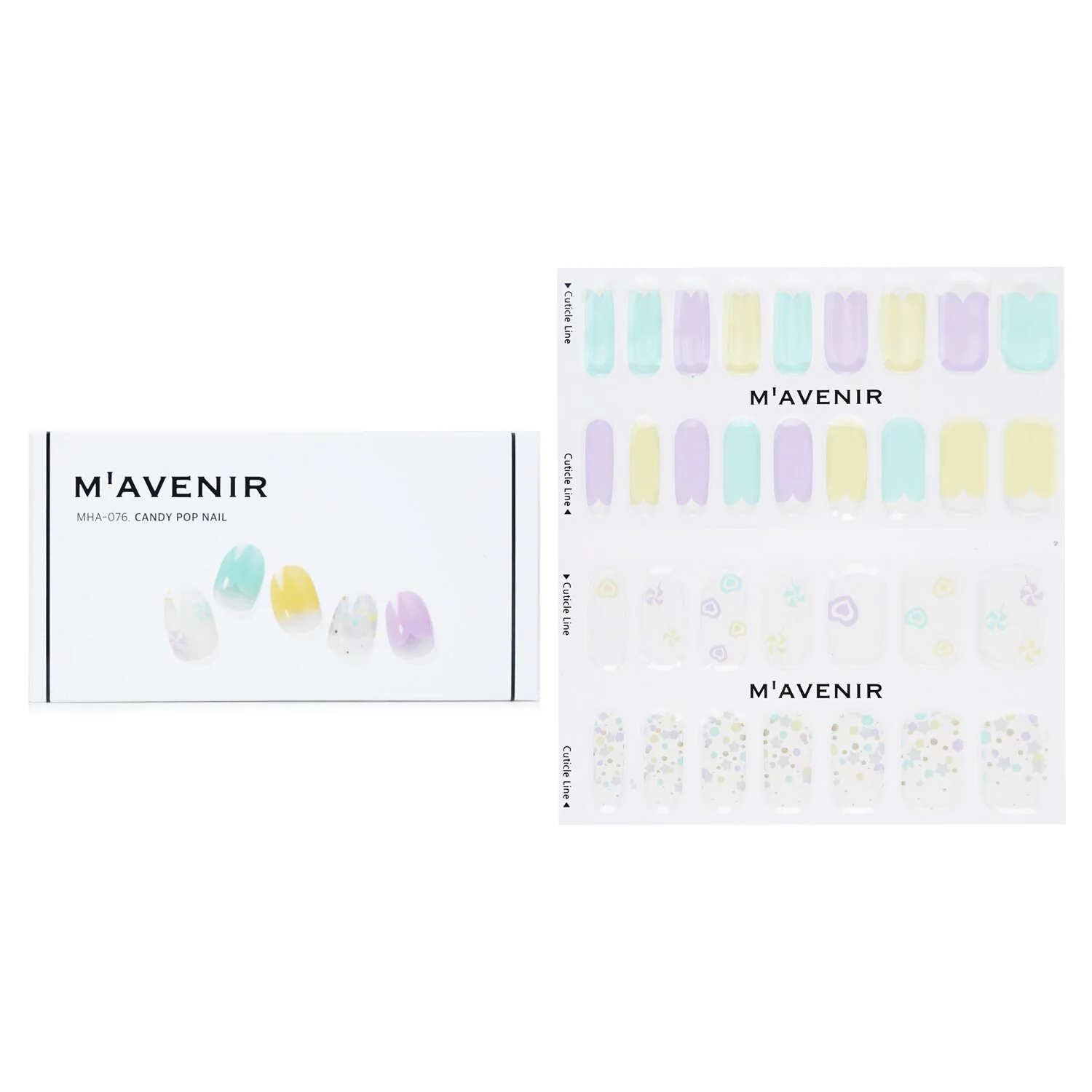 Mavenir Nail Sticker (Assorted Colour) - # Candy Pop Nail  32pcs - Olabens