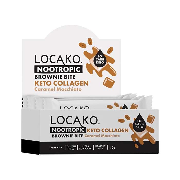 Locako Nootropic Keto Collagen Brownie Bite Caramel Macchiato 40g x 15 Display - Olabens