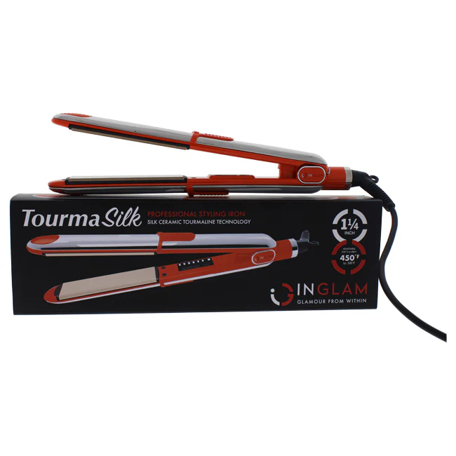Inglam Tourma Silk Flat Iron - HS045B Orange by Inglam for Unisex - 1.25 Inch Flat Iron - Olabens