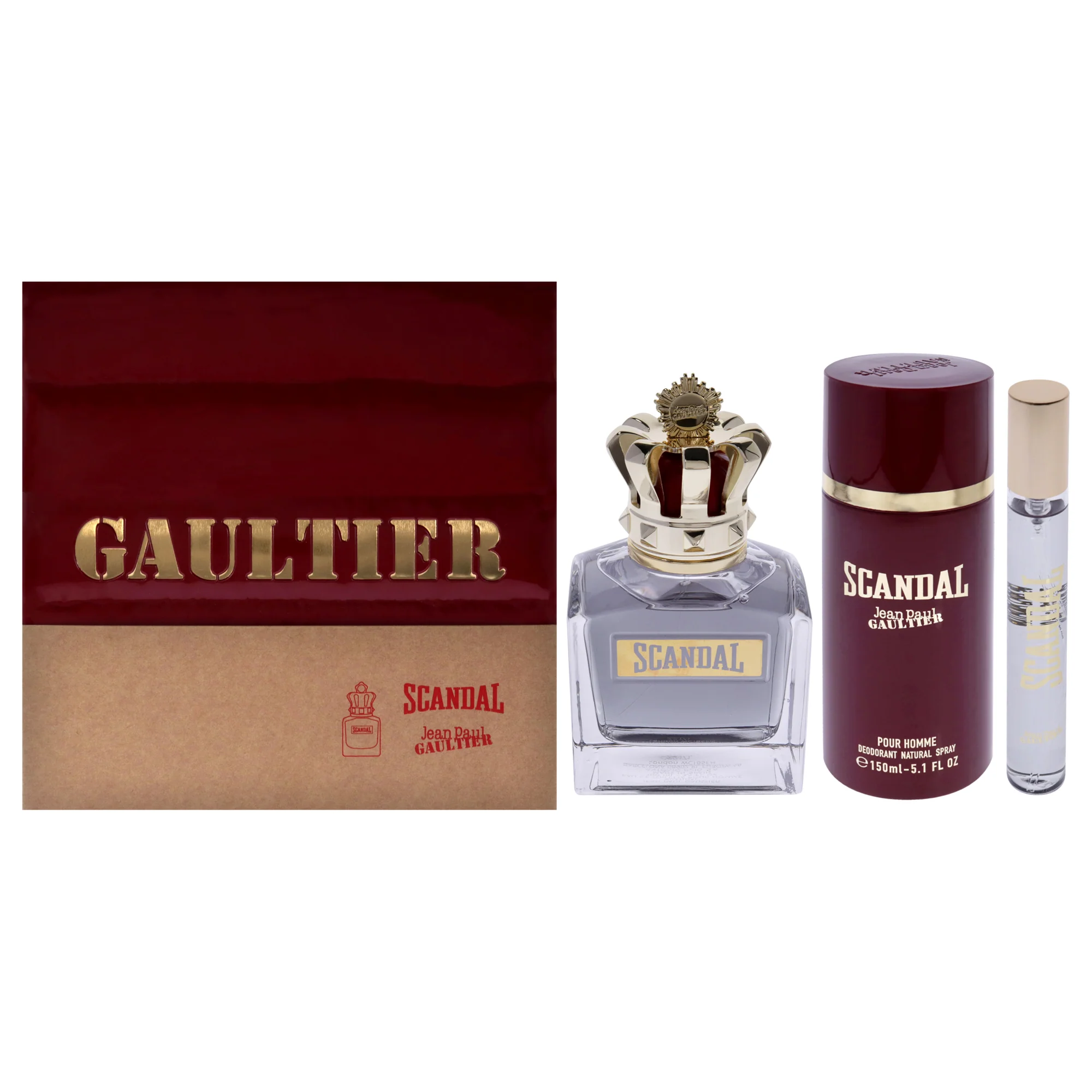 Jean Paul Gaultier Scandal by Jean Paul Gaultier for Men - 3 Pc Gift Set 3.4oz EDT Spray, 0.34oz EDT Spray, 5.1oz Deodorant Spray - Olabens