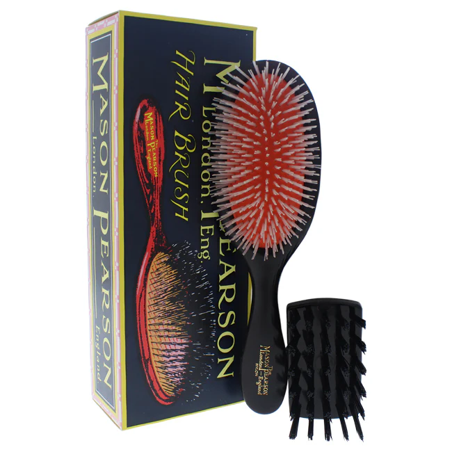 Handy Nylon Brush - N3 Dark Ruby by Mason Pearson for Unisex - 2 Pc Hair Brush and Cleaning Brush - Olabens