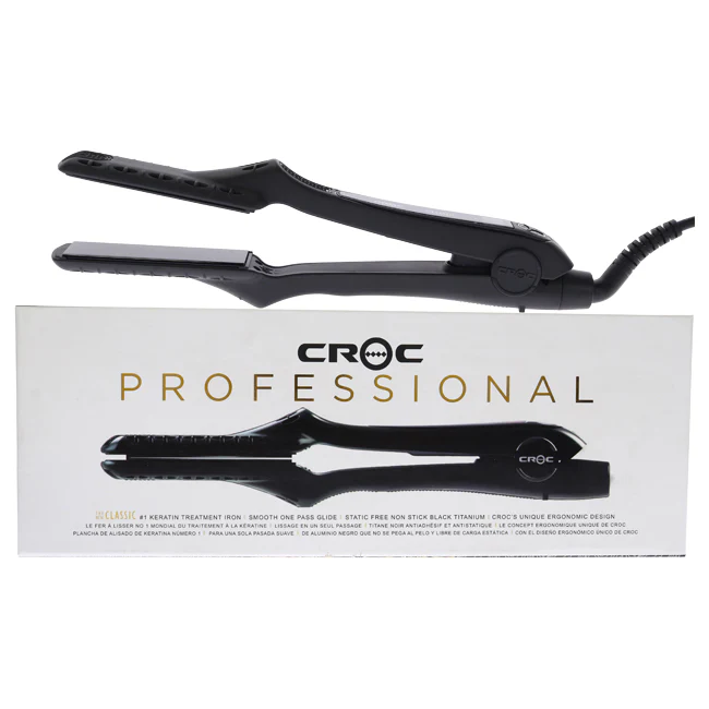 Croc The New Classic Titanium Flat Iron - Black by Croc for Unisex - 1 Inch Flat Iron - Olabens