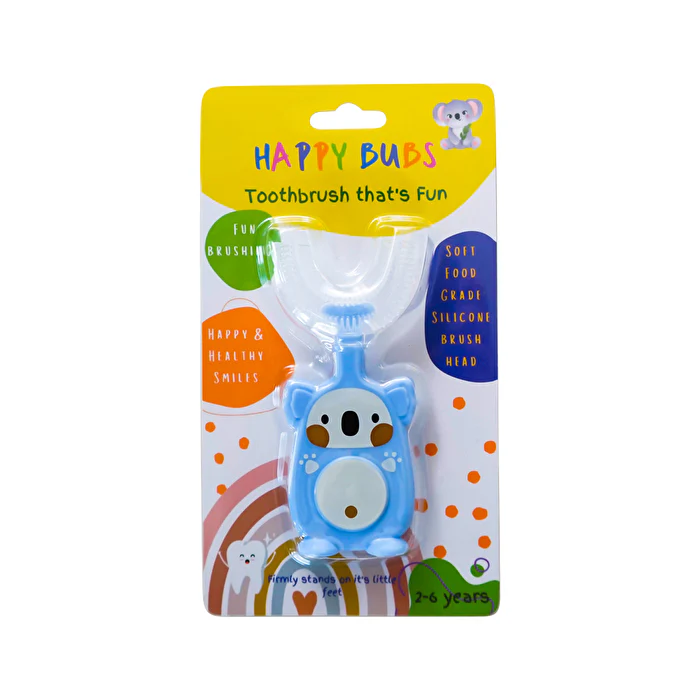 Happy Bubs Toothbrush Silicon U Shape Bear Blue (2 to 6 Years) - Olabens