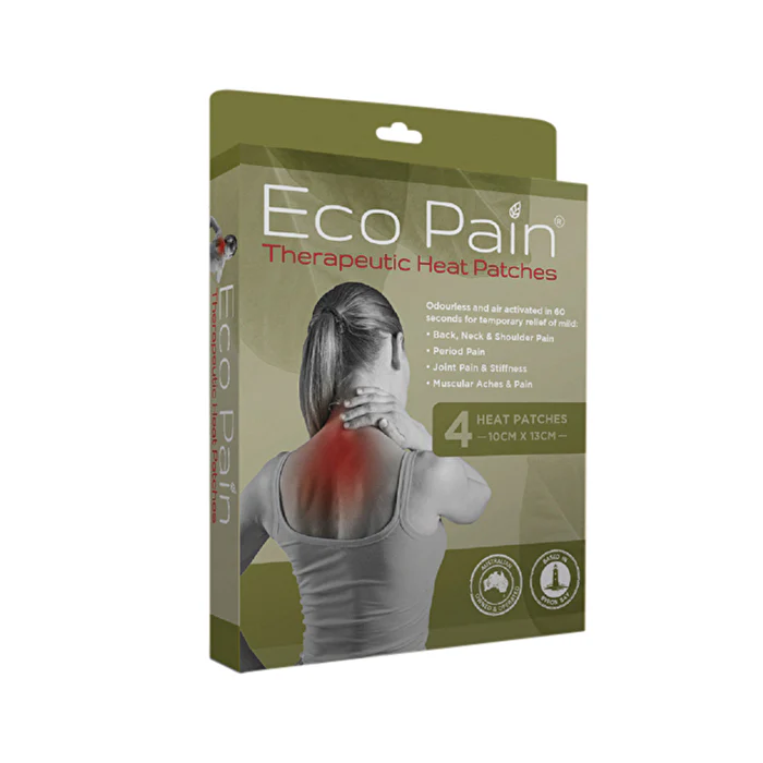 Byron Naturals Eco Pain Patches Byron Naturals with Eco Pain Therapeutic Heat Patches (Heat Patches - 10cm x 13cm) x 4 Pack - Olabens