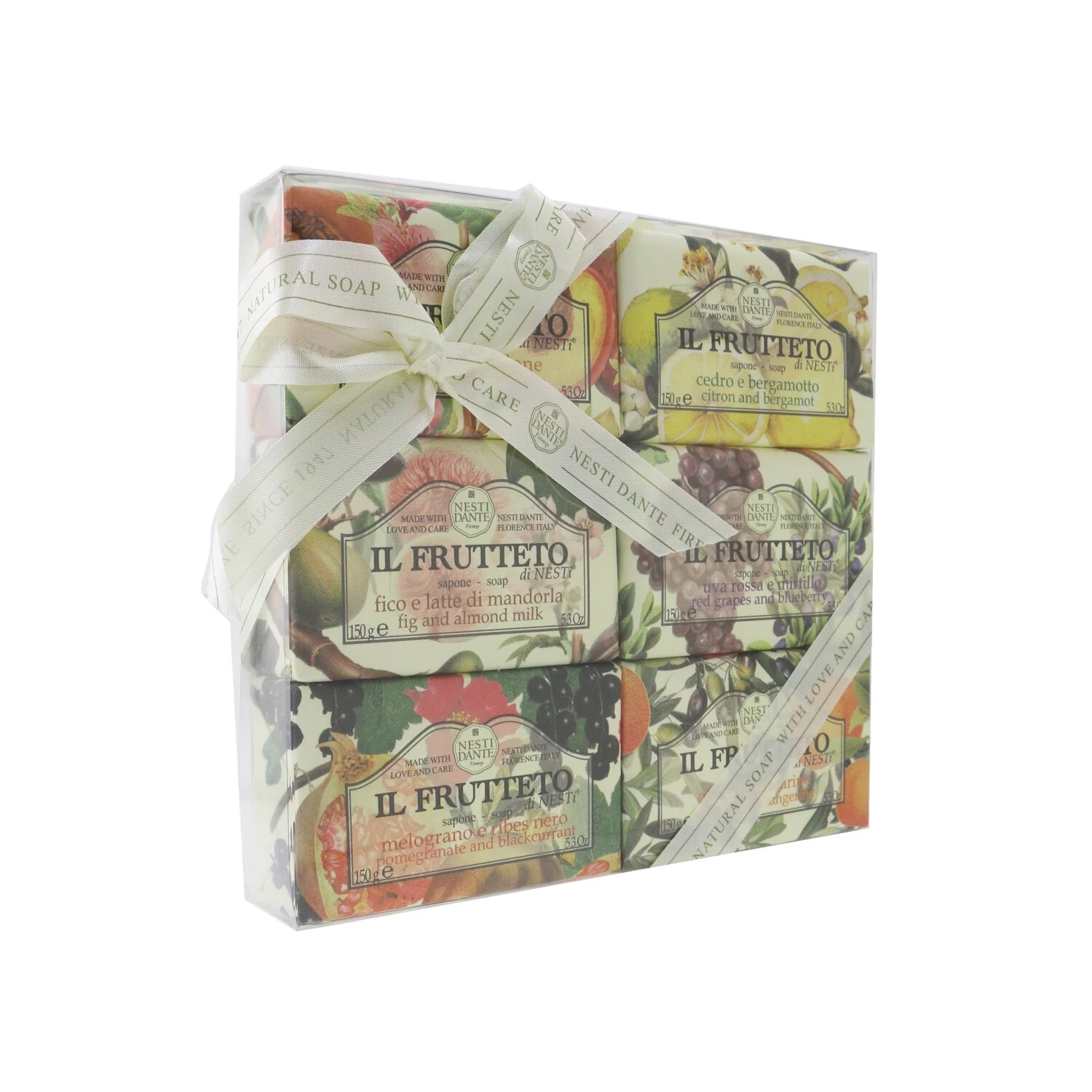Nesti Dante Il Frutteto Soap Gift Set (#Peach & Lemon, #Citron & Bergamot, #Fig & Almond Milk, #Red Grapes & Blueberry, #Pomegranate & Blackcurrant, #Olive Oil & Tangerine  6x150g/5.3oz - Olabens