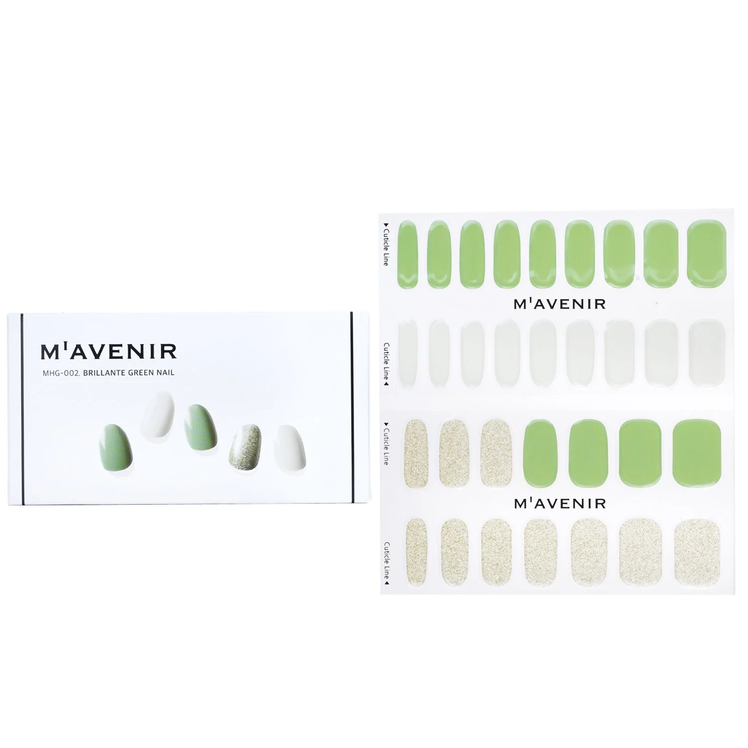 Mavenir Nail Sticker (Green) - # Brillante Green Nail  32pcs - Olabens