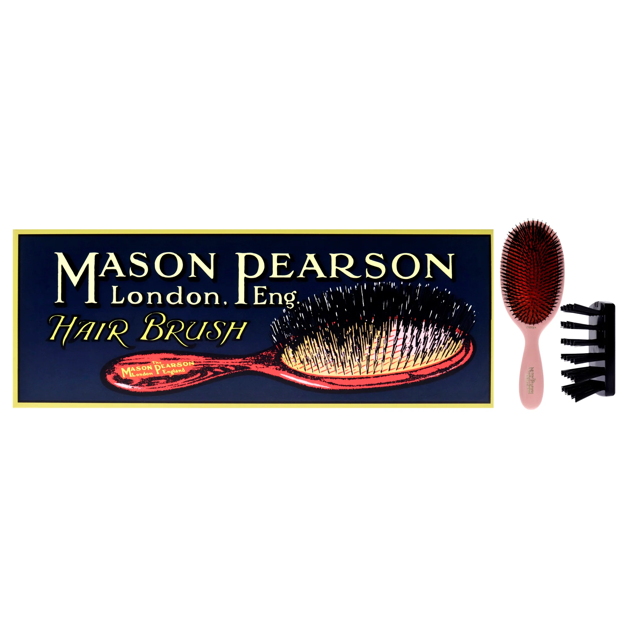 Extra Large Pure Bristle Brush - B1 Pink by Mason Pearson for Unisex - 2 Pc Hair Brush, Cleaning Brush - Olabens