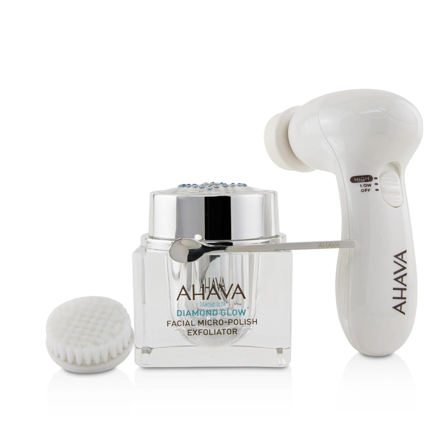Ahava Diamond Glow Facial Micro-Polish Exfoliator (1x Micro-Exfoliating Cream 50ml, 1x Cleansing Device, 1x Brush Head) - Olabens
