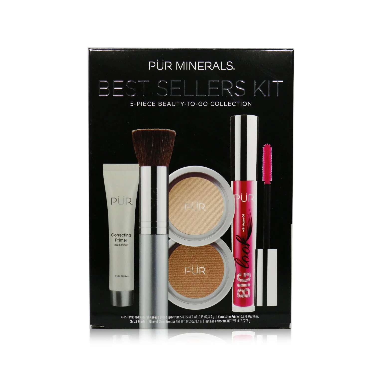 PUR (PurMinerals) Best Sellers Kit (5 Piece Beauty To Go Collection) (1x Primer, 1x Powder, 1x Bronzer, 1x Mascara, 1x Brush) - # Blush Medium  5pcs - Olabens