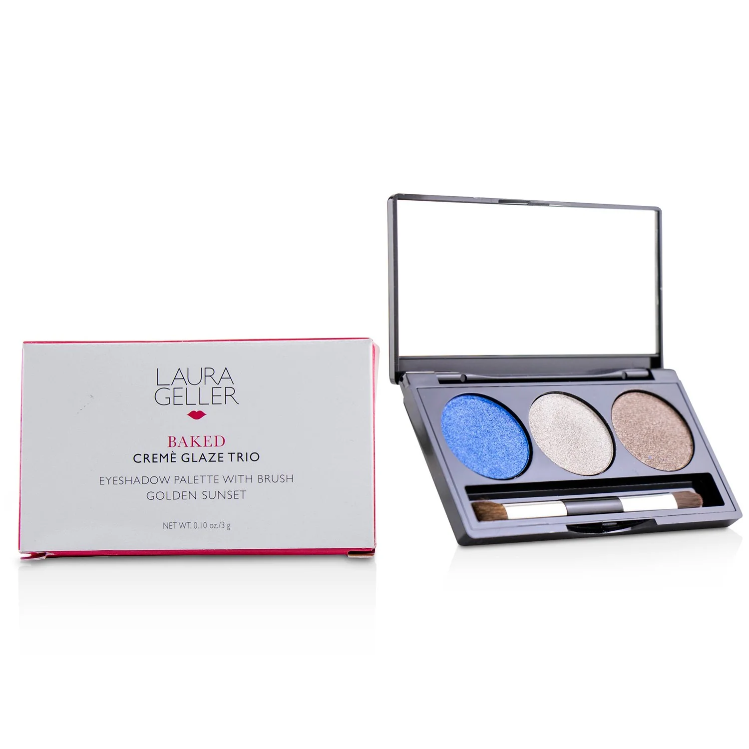 Laura Geller Baked Cream Glaze Trio Eyshadow Palette With Brush - # Sandy Lagoon  3g/0.1oz - Olabens