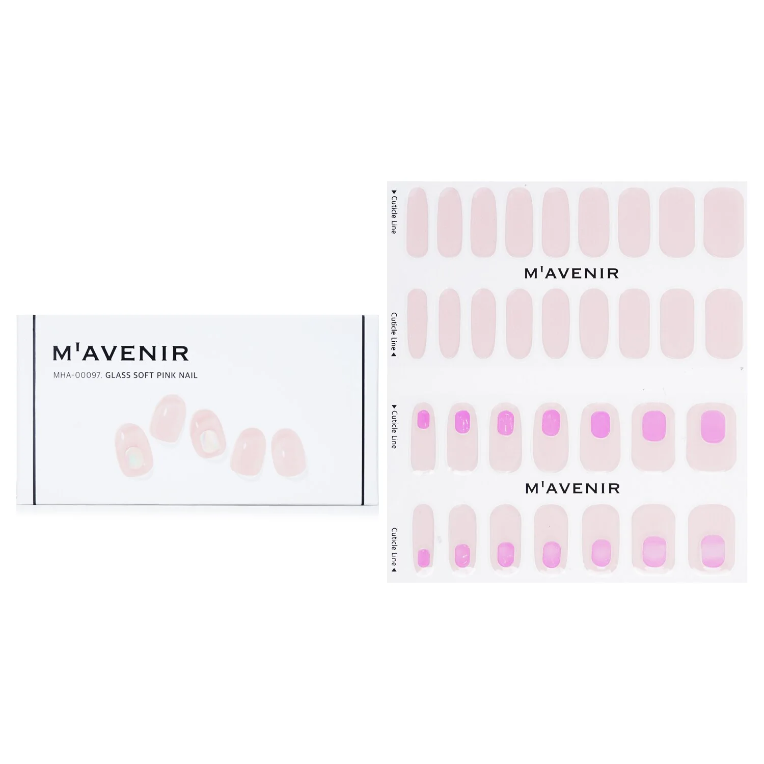 Mavenir Nail Sticker (Pink) - # Glass Soft Pink Nail  32pcs - Olabens