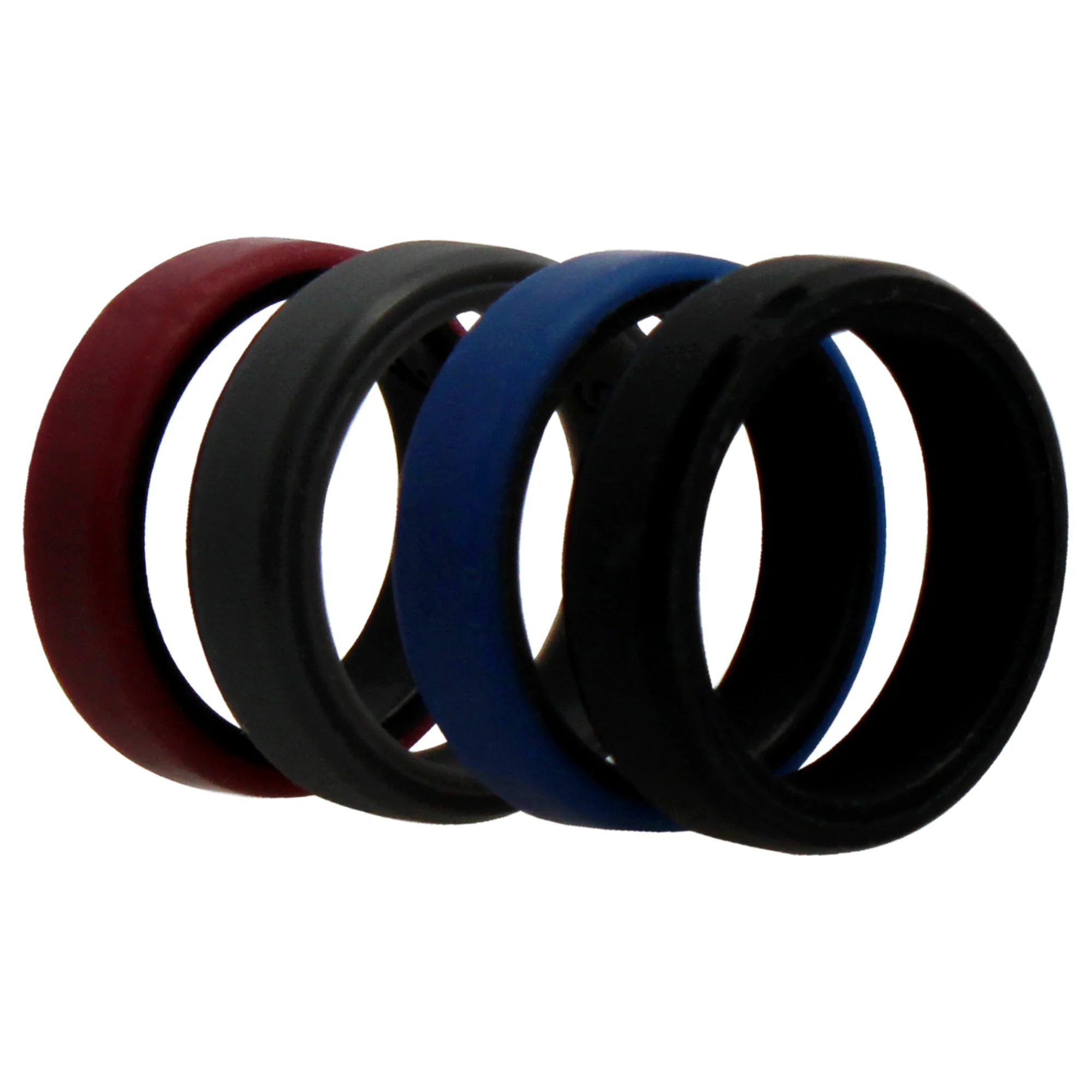 Silicone Wedding 6mm Brush 2Layer Ring Set - Bordo by ROQ for Men - 4 x 9 mm Ring - Olabens