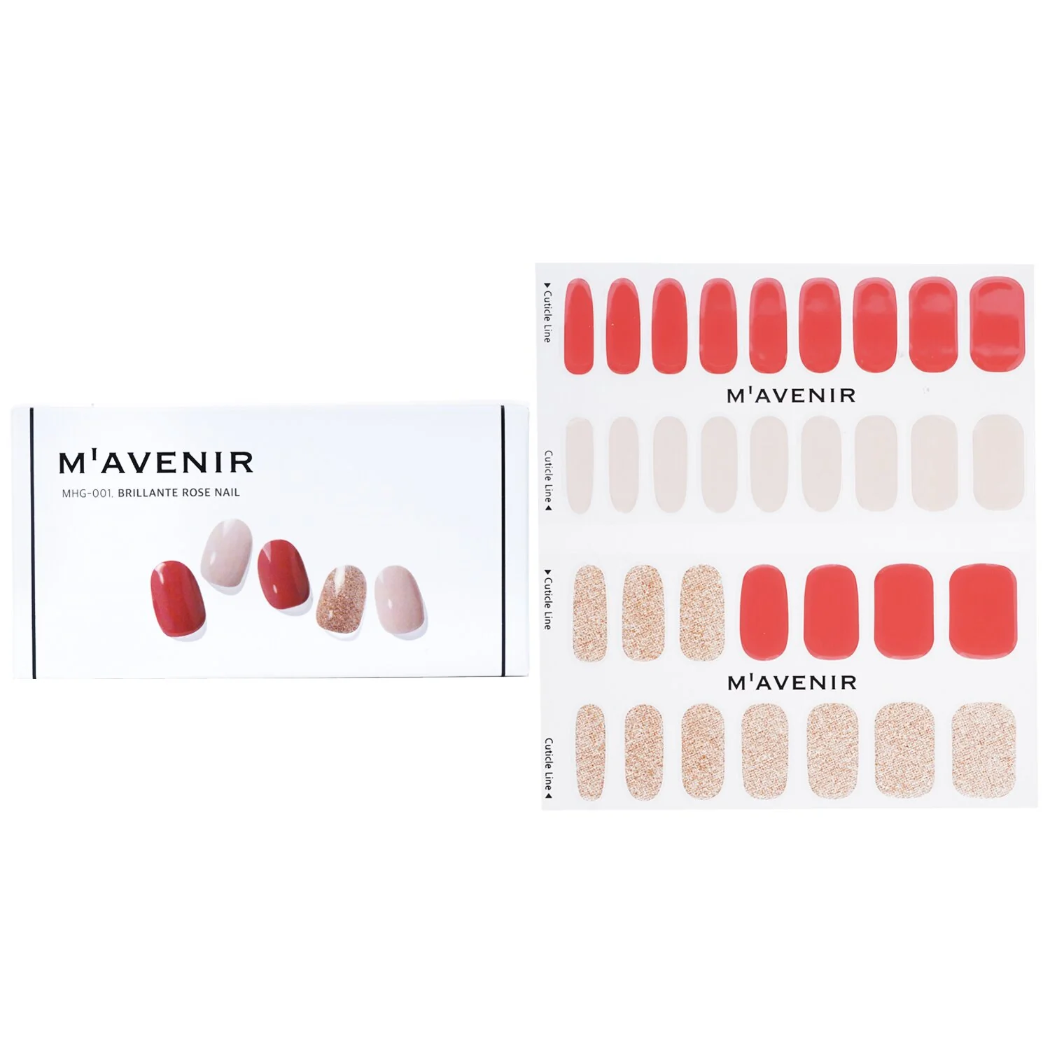 Mavenir Nail Sticker (Pink) - # Brillante Rose Nail  32pcs - Olabens
