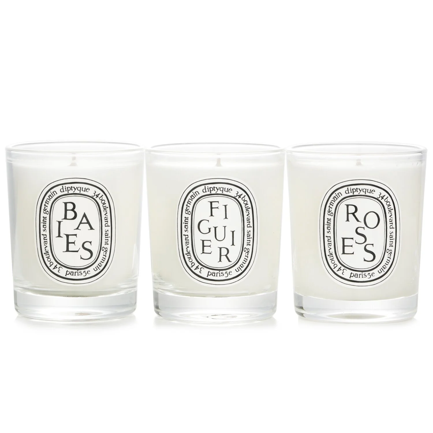Diptyque Scented Mini Candle Discovery Set: Baies, Figuier, Roses  70g x3pcs - Olabens