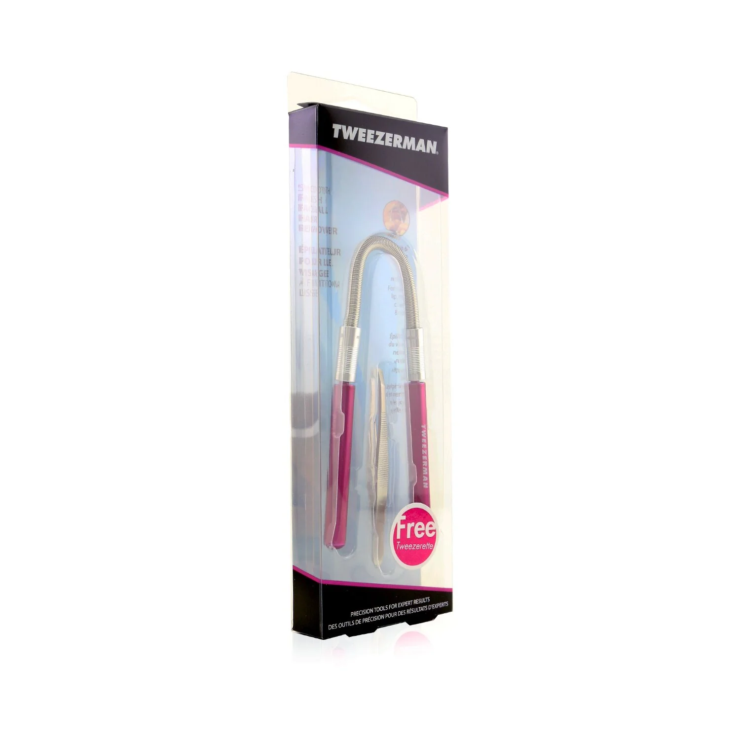 Tweezerman Smooth Finish Facial Hair Remover - Pink (With Stainless Slant Tweezerette)  2pcs - Olabens
