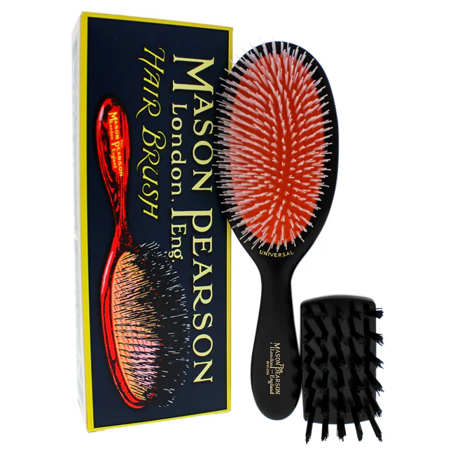 Universal Nylon Brush - NU2 Dark Ruby by Mason Pearson for Unisex - 2 Pc Hair Brush, Cleaning Brush - Olabens