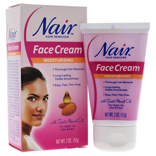 Nair Moisturizing Face Cream For Upper Lip Chin And Face Hair Removal by Nair for Women - 2 oz Cream - Olabens
