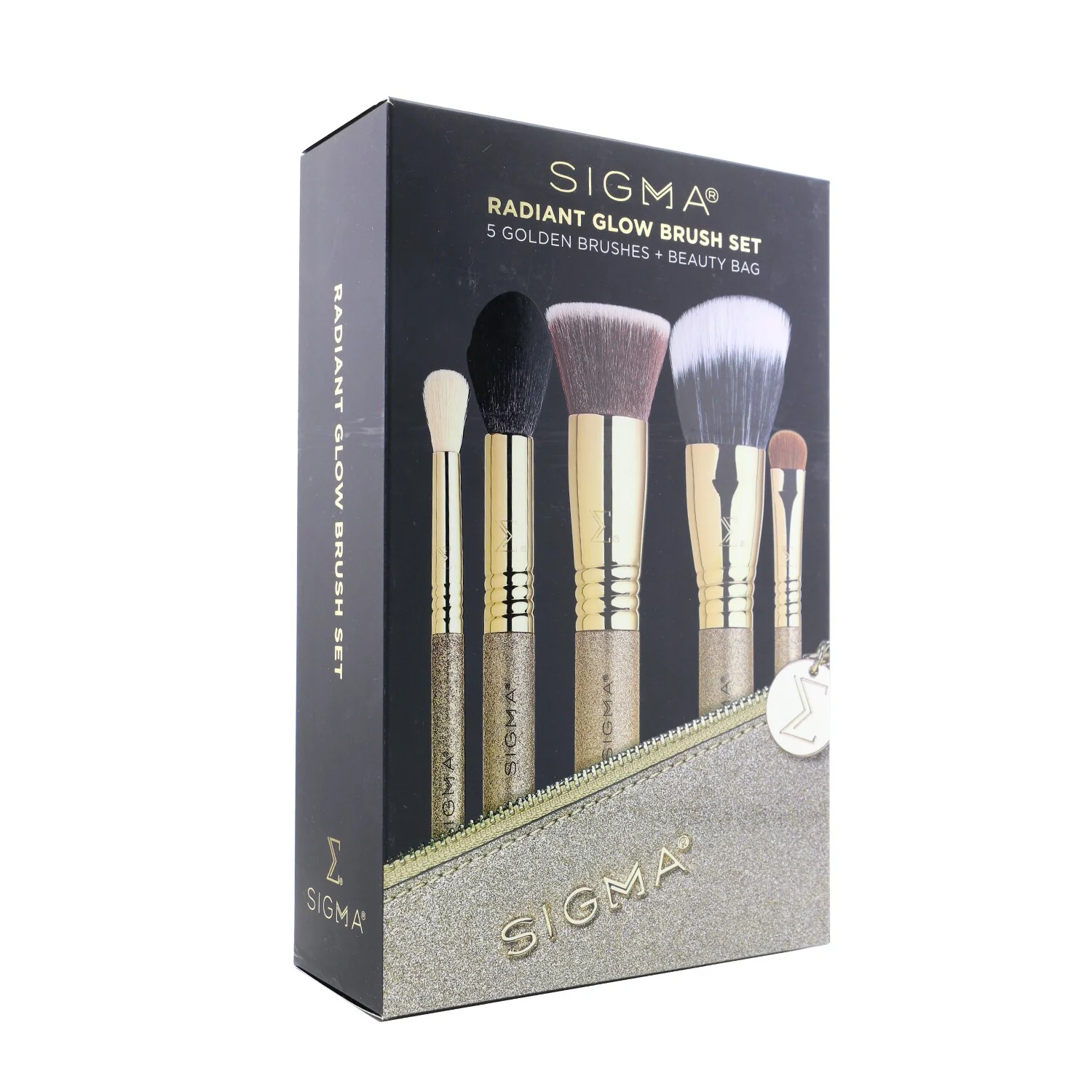 Sigma Beauty Radiant Glow Brush Set (5x Golden Brush, 1x Bag)  5pcs+1bag - Olabens