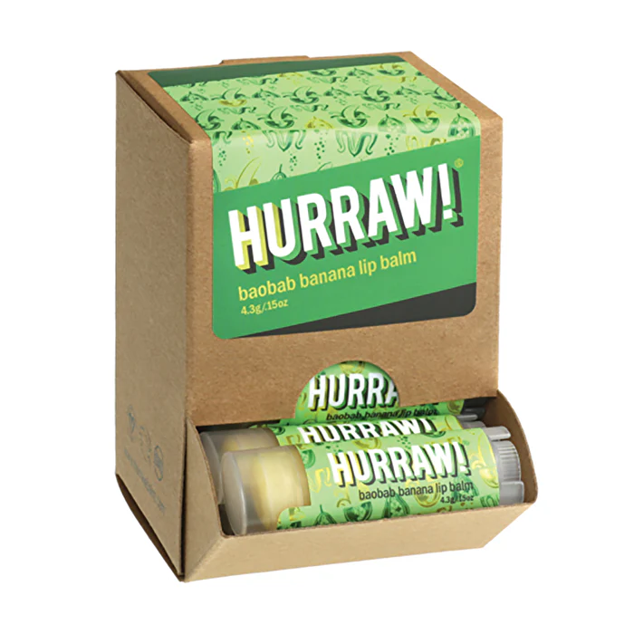 Hurraw! Lip Balm Baobab Banana 4.3g x 24 Display - Olabens