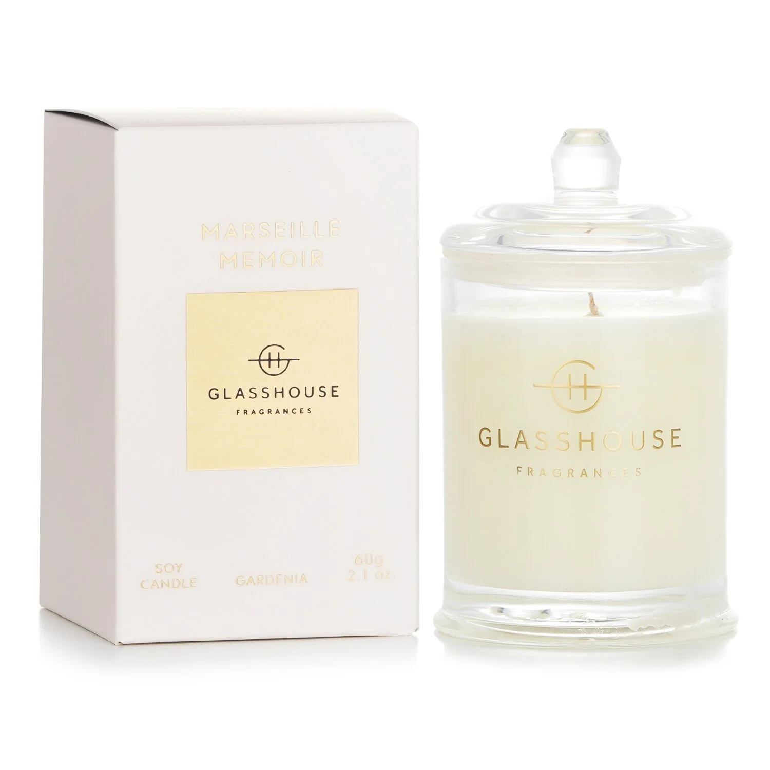 Glasshouse Triple Scented Soy Candle - Marseille Memoir (Gardenia)  60g/2.1oz - Olabens