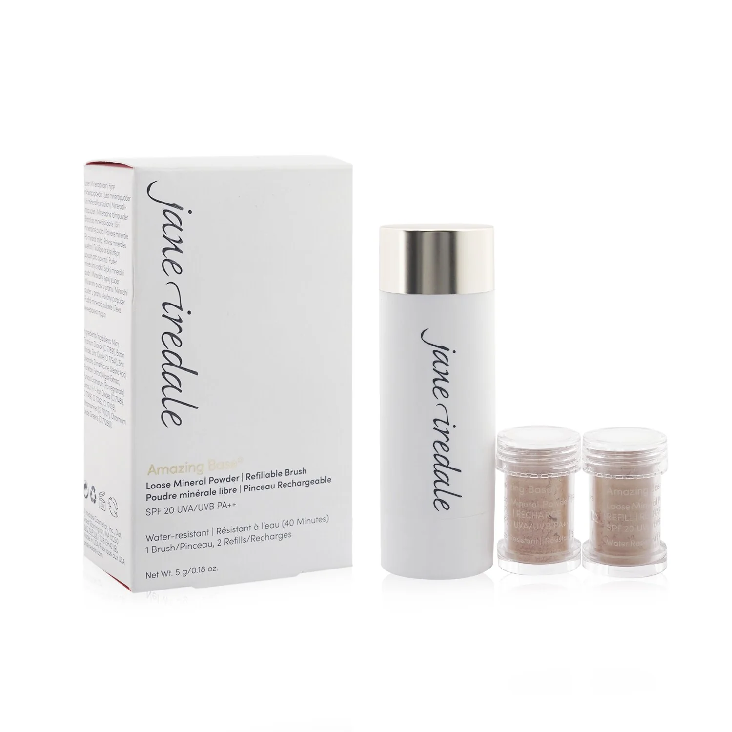 Jane Iredale Amazing Base Loose Mineral Powder SPF 20 Refillable Brush (1x Brush, 2x Refills) - Honey Bronze  2x2.5g/0.09oz - Olabens