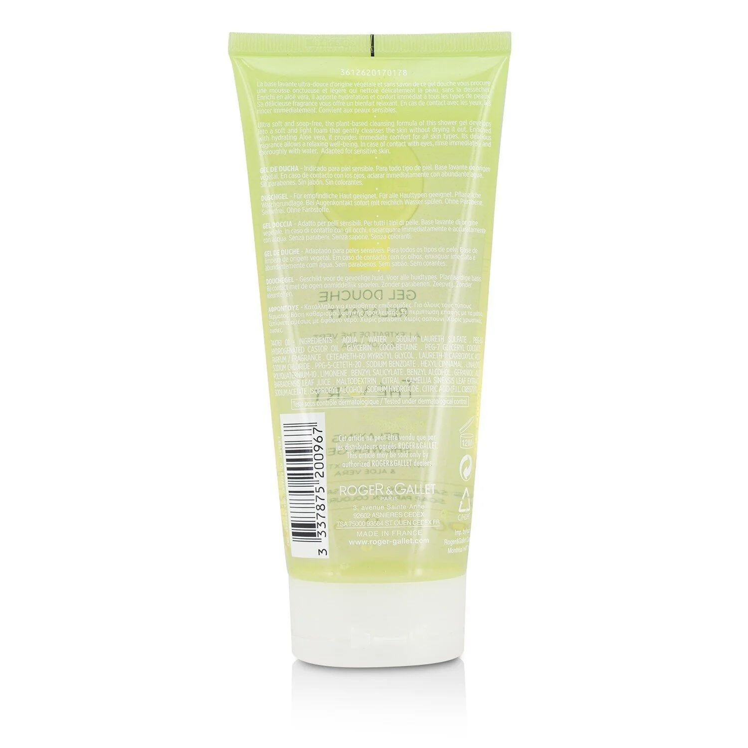 Roger & Gallet Green Tea (The Vert) Relaxing Shower Gel  200ml/6.6oz - Olabens