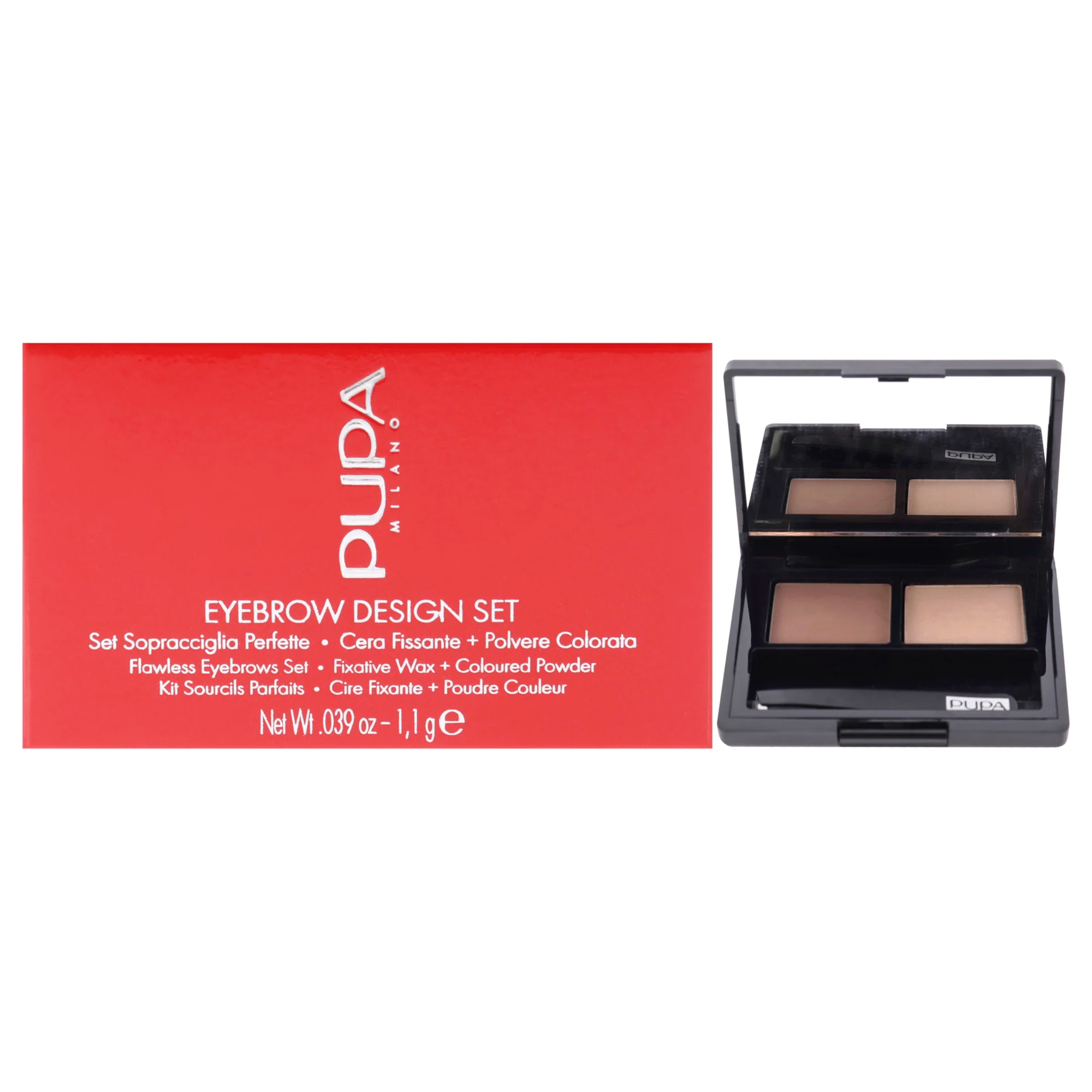 Eyebrow Design Set - 001 Blond by Pupa Milano for Women - 3 Pc 0.039oz Eyebrow, Brush, Tweezers - Olabens