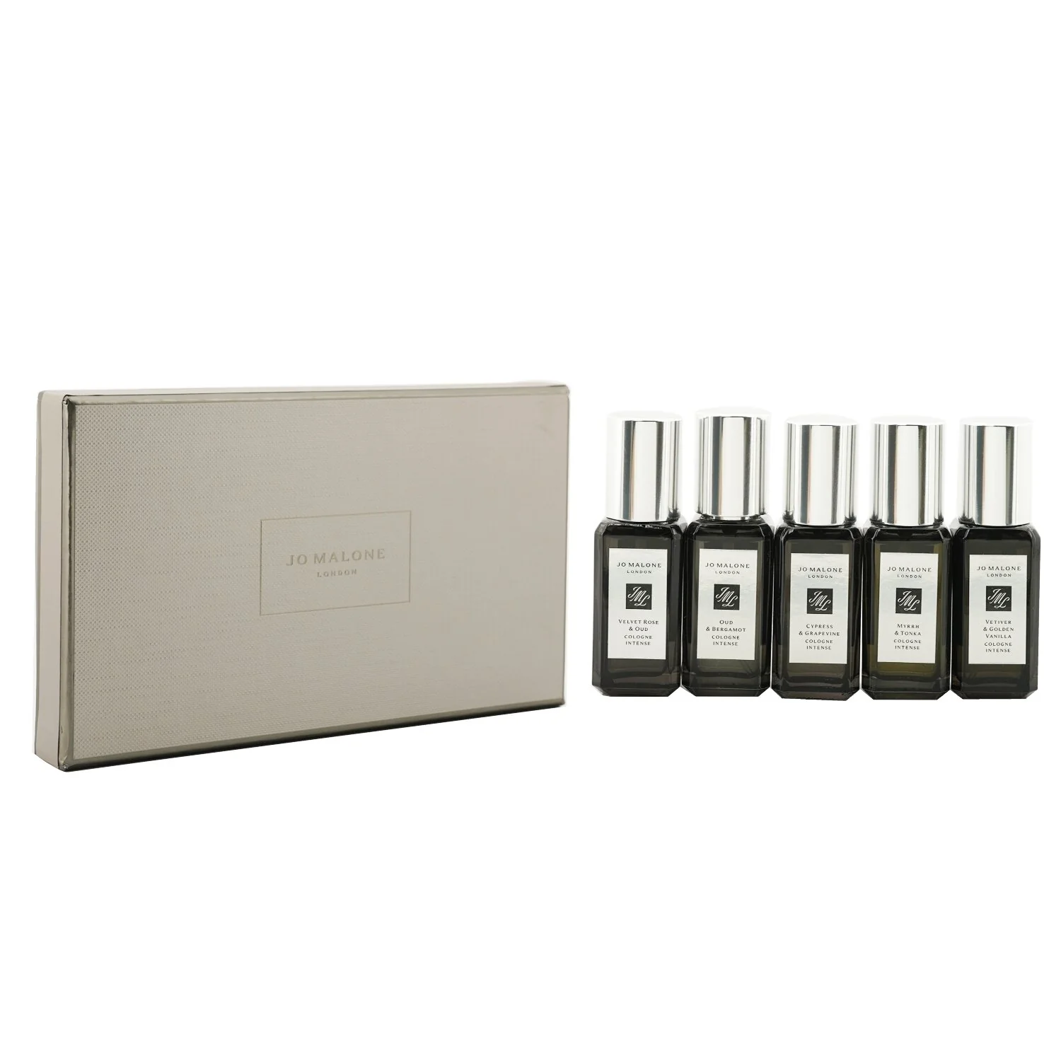 Jo Malone Cologne Intense Collection: Cypress & Grapevine, Myrrh & Tonka, Oud & Bergamot, Velvet Rose & Oud, Vetiver & Golden Vanilla  5x9ml/0.3oz - Olabens