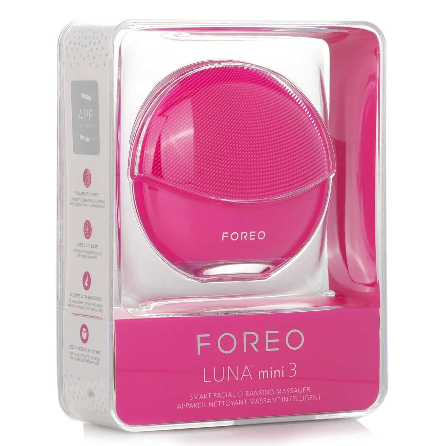 FOREO Luna Mini 3 Smart Facial Cleansing Massager - # Fuchsia  1pcs - Olabens
