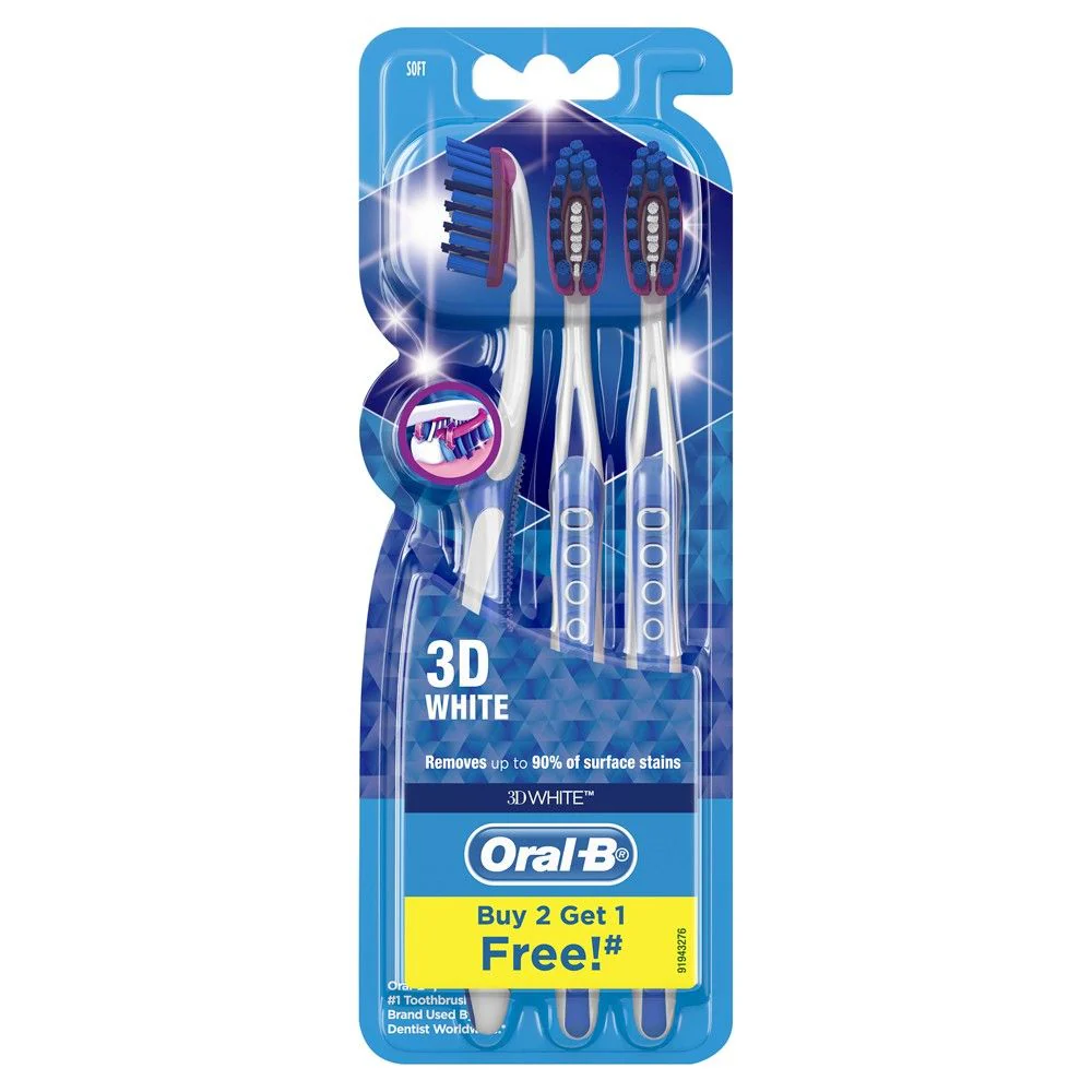 Oral B Toothbrush 3D White 3 Pack - Olabens