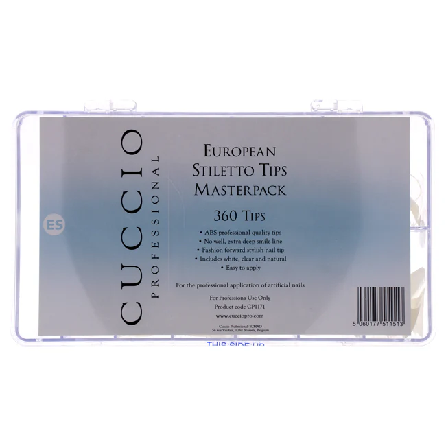 Cuccio Pro Pro European Stiletto Tips Masterpack by Cuccio Pro for Women - 360 Pc Acrylic Nails - Olabens
