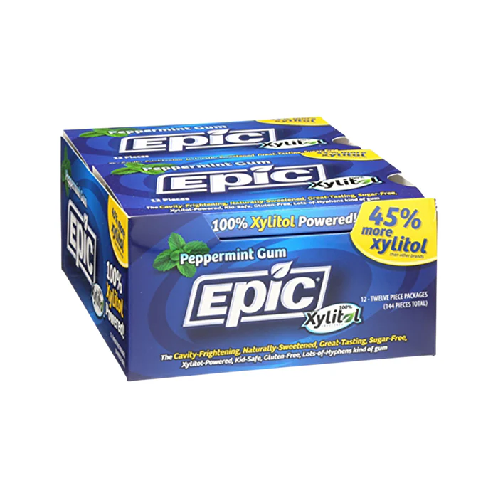 Epic Dental Epic Xylitol Dental Gum Peppermint Blister Pack x 12 Pk 12pc - Olabens