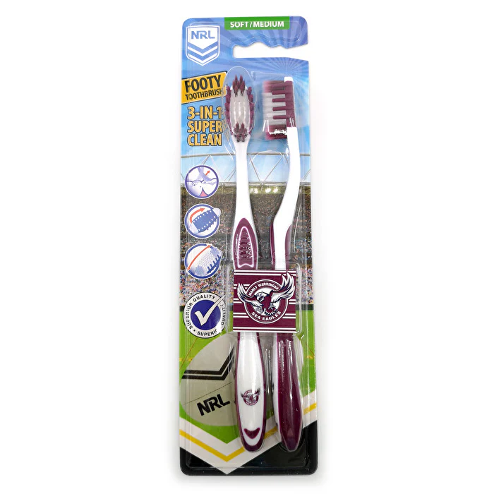 Nrl - 2pk -manly Warringah Sea Eagles Toothbrushes - Olabens