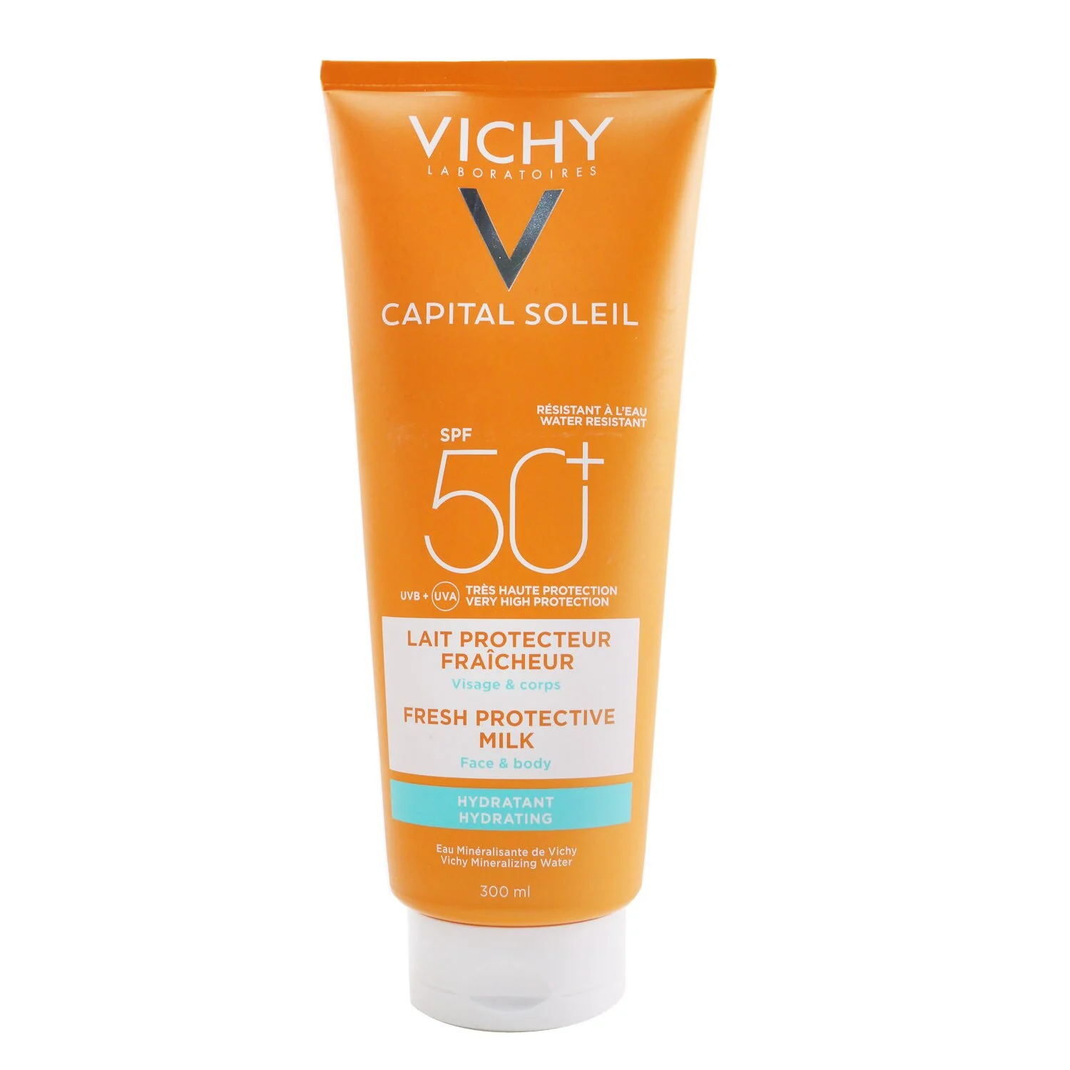 Vichy Capital Soleil Fresh Protective Milk SPF 50 (Water Resistant - Face & Body)  300ml/10.1oz - Olabens