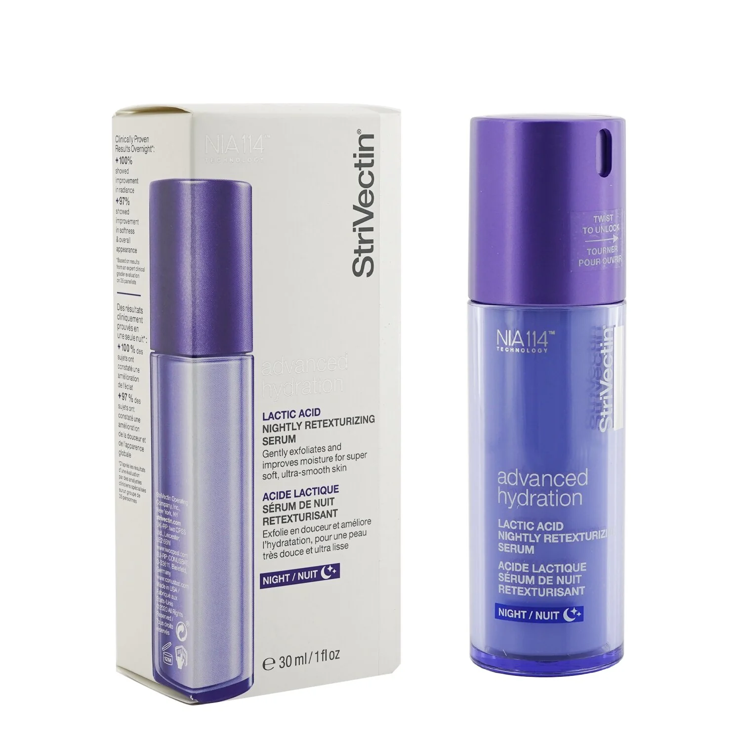 StriVectin Advanced Hydration Lactic Acid Nightly Retexturizing Serum  30ml/1oz - Olabens