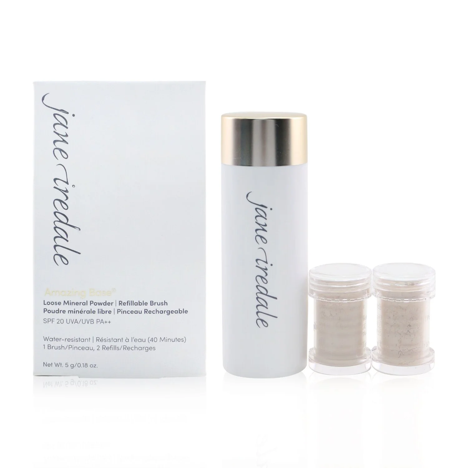 Jane Iredale Amazing Base Loose Mineral Powder SPF 20 Refillable Brush (1x Brush, 2x Refills) - Ivory  2x2.5g/0.09oz - Olabens