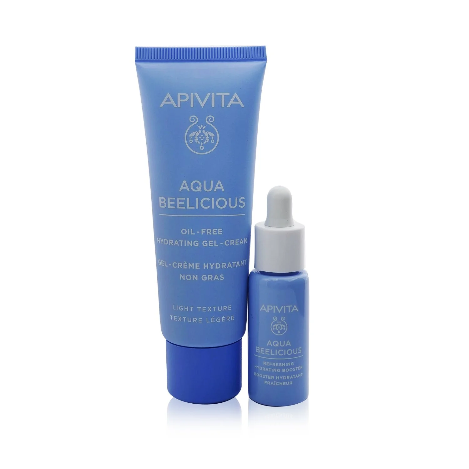 Apivita Hydrating Bouquet (Aqua Beelicious- Light Texture) Gift Set: Hydrating Gel-Cream 40ml+ Hydrating Booster 10ml+ Pouch  2pcs+1pouch - Olabens