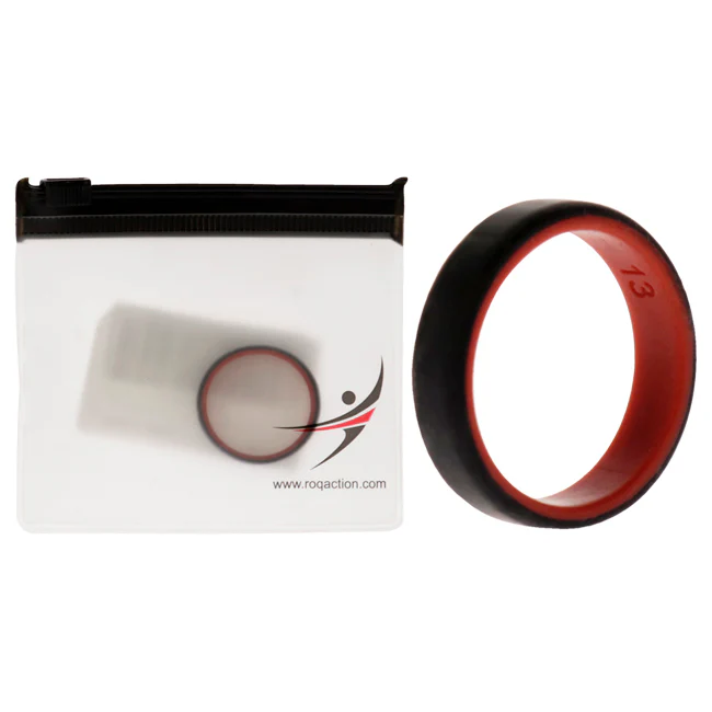 Silicone Wedding 6mm Brush 2Layer Ring - Red-Black by ROQ for Men - 13 mm Ring - Olabens