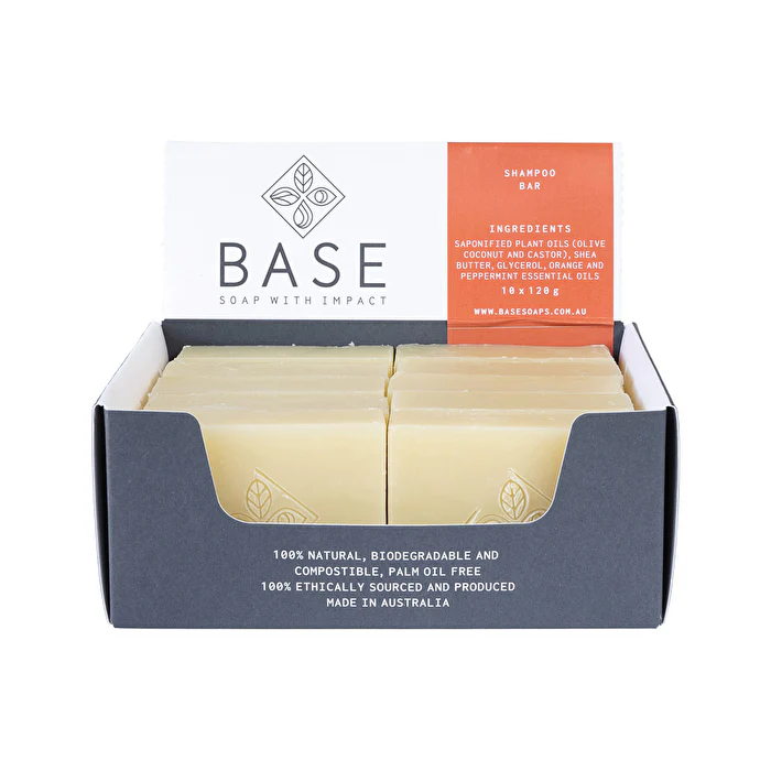 Base (Soap With Impact) Bar Shampoo (Raw Bar) 120g x 10 Display - Olabens