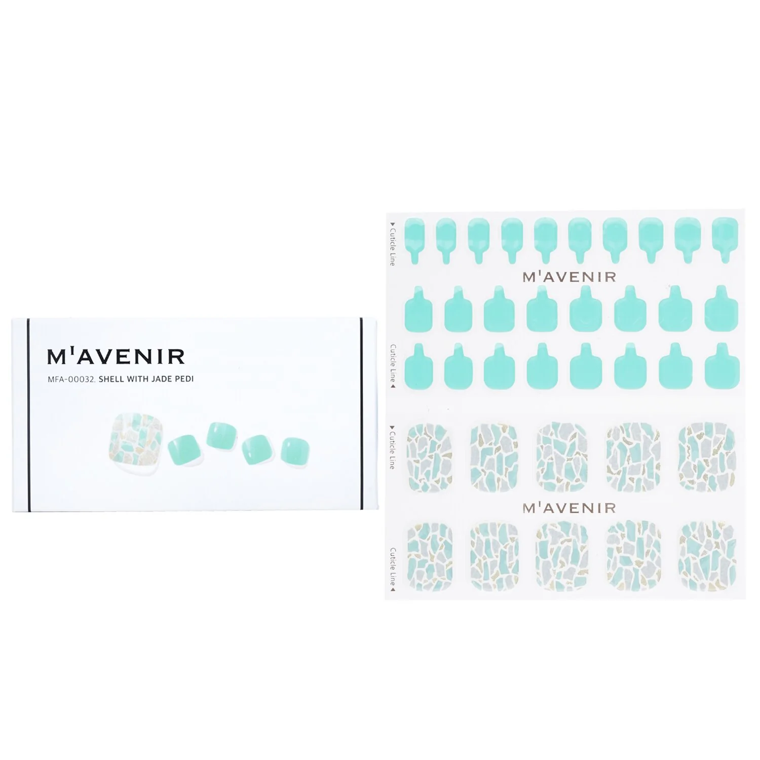 Mavenir Nail Sticker (Blue) - # Shell With Jade Pedi  36pcs - Olabens