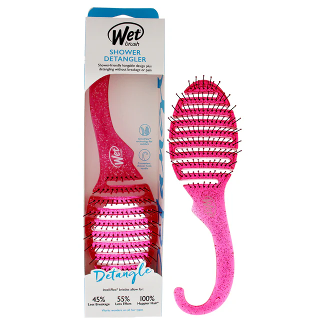 Wet Brush Shower Detangler Brush - Pink Glitter by Wet Brush for Unisex - 1 Pc Hair Brush - Olabens