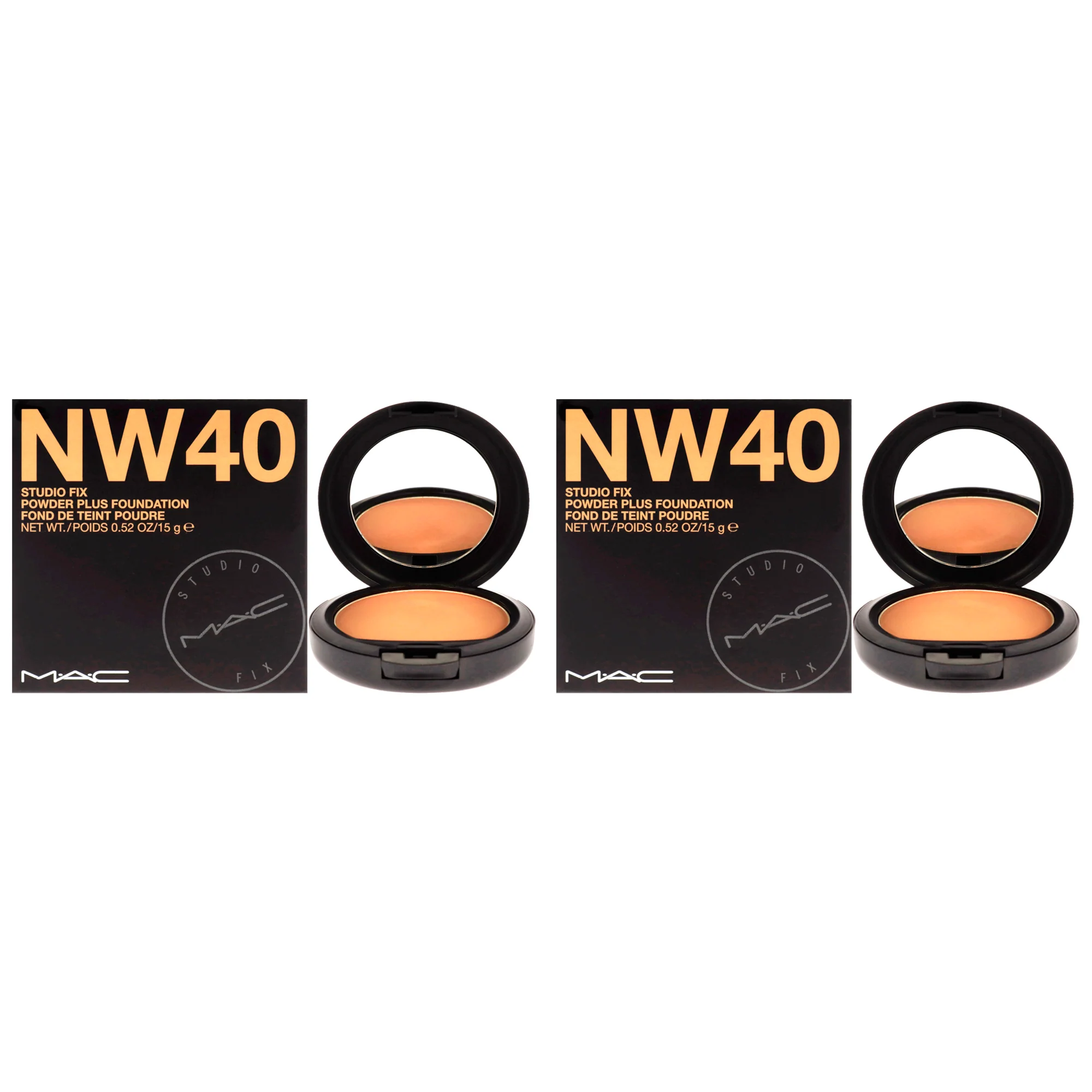Studio Fix Powder Plus Foundation - NW40 by MAC for Women - 0.52 oz Foundation - Pack of 2 - Olabens