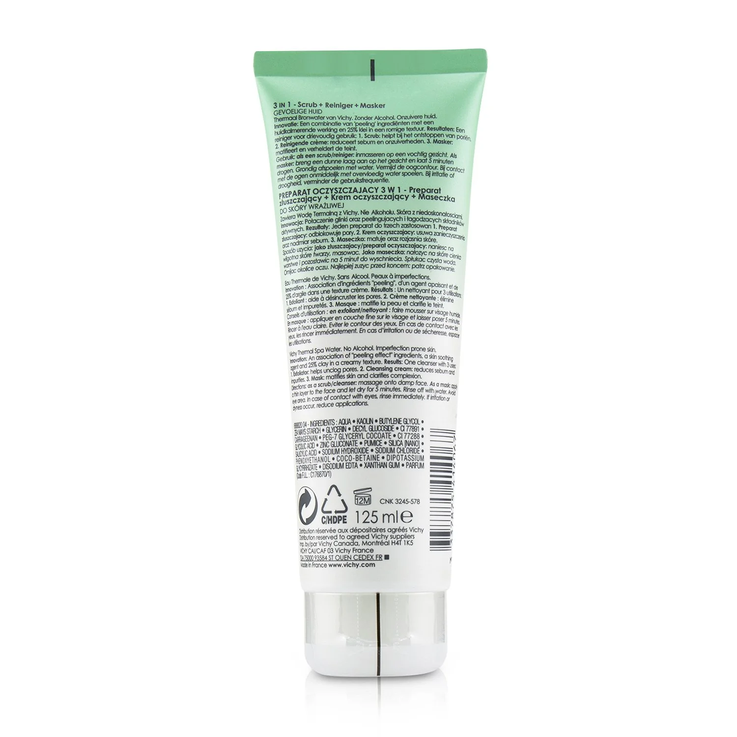 Vichy Normaderm 3 In 1 Scrub + Cleanser + Mask (For Acne Prone Skin / Sensitive Skin)  125ml/4.23oz - Olabens