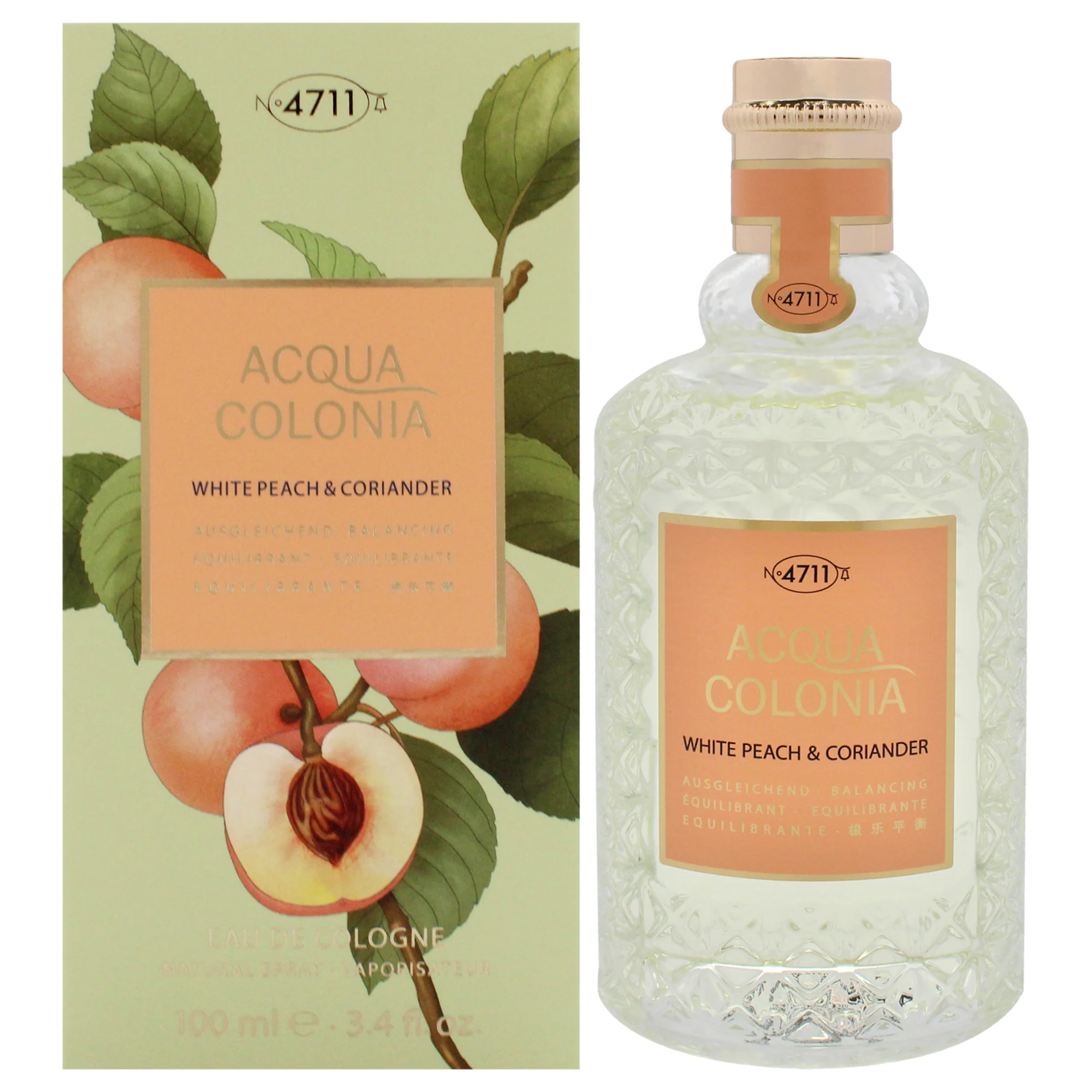 4711 Acqua Colonia - White Peach and Coriander by Muelhens for Unisex - 3.4 oz EDC Spray - Olabens
