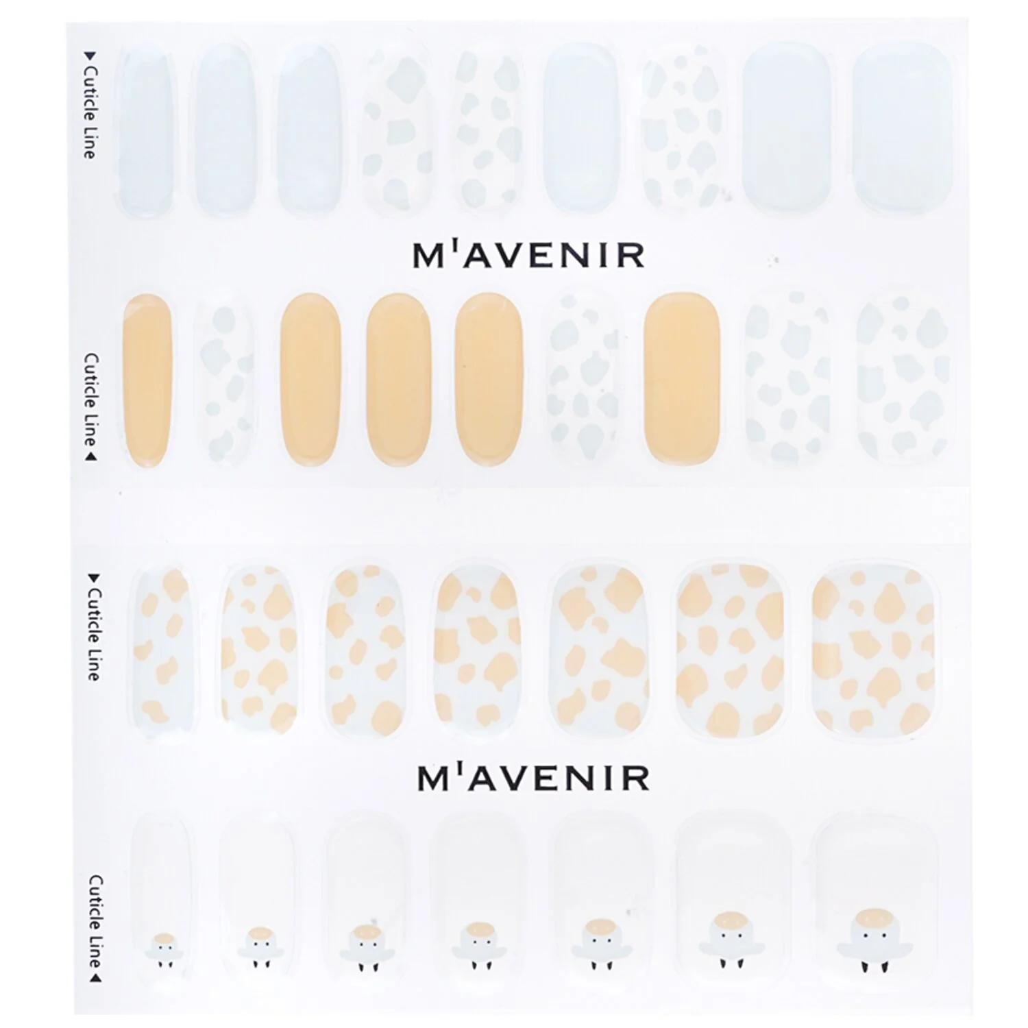 Mavenir Nail Sticker (White) - # White Cow Nail  32pcs - Olabens